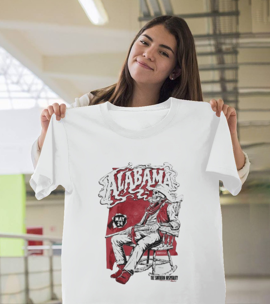 Alabama May 24 The Southern Hospitality Skeleton Cowboy T-Shirt