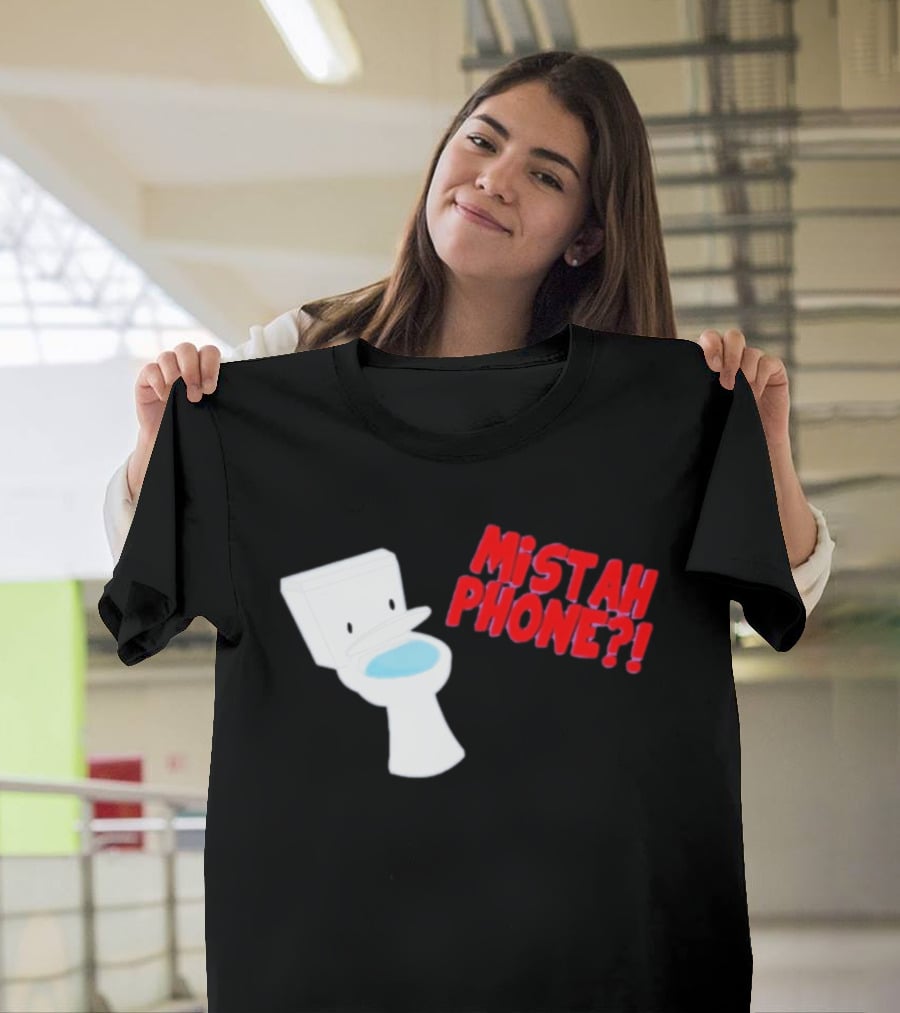 Mistah Phone Toilet Pun Illustration Humor T-Shirt
