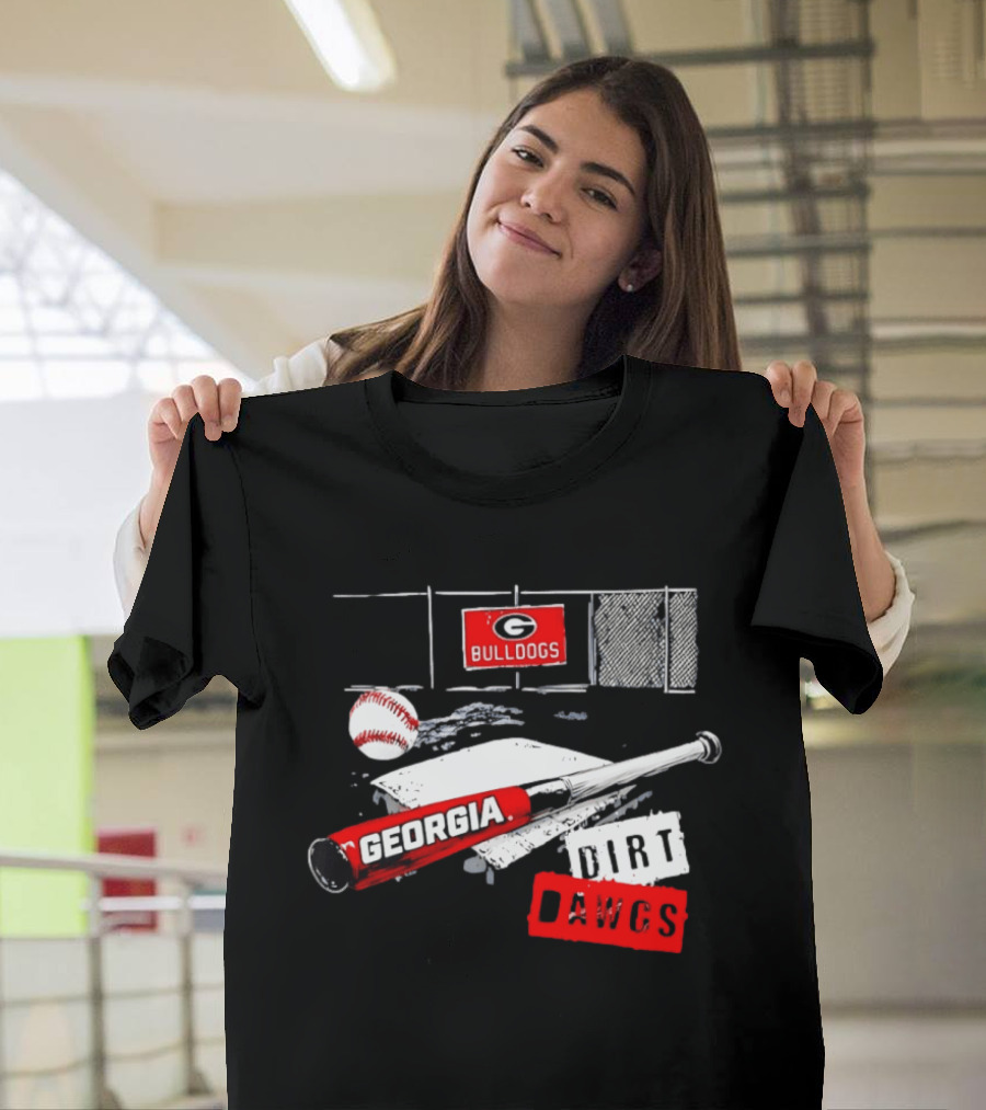 Georgia Bulldogs Baseball Dirt Dawgs Field Bat And Ball T-Shirt