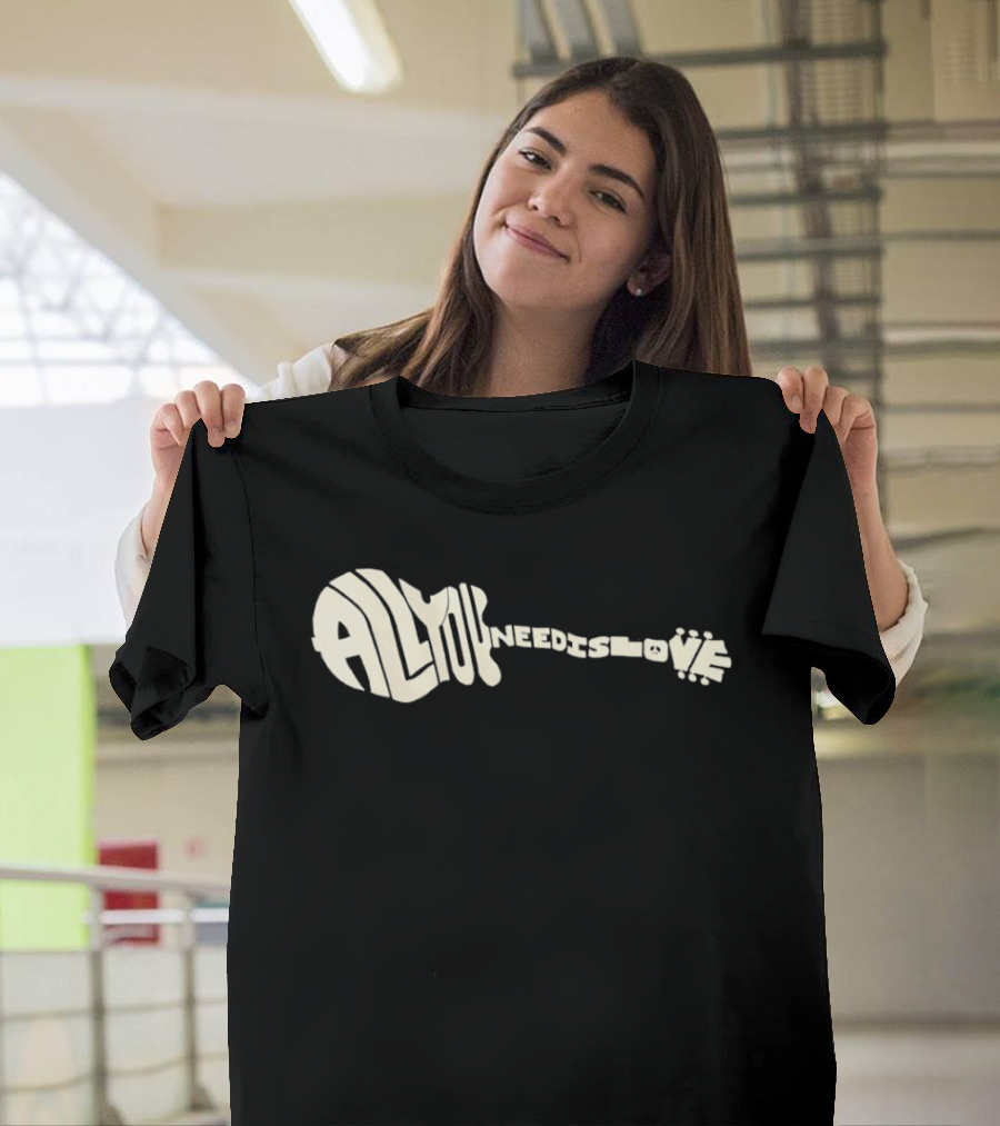 All You Need Is Love Peace And Music Guitar T-Shirt