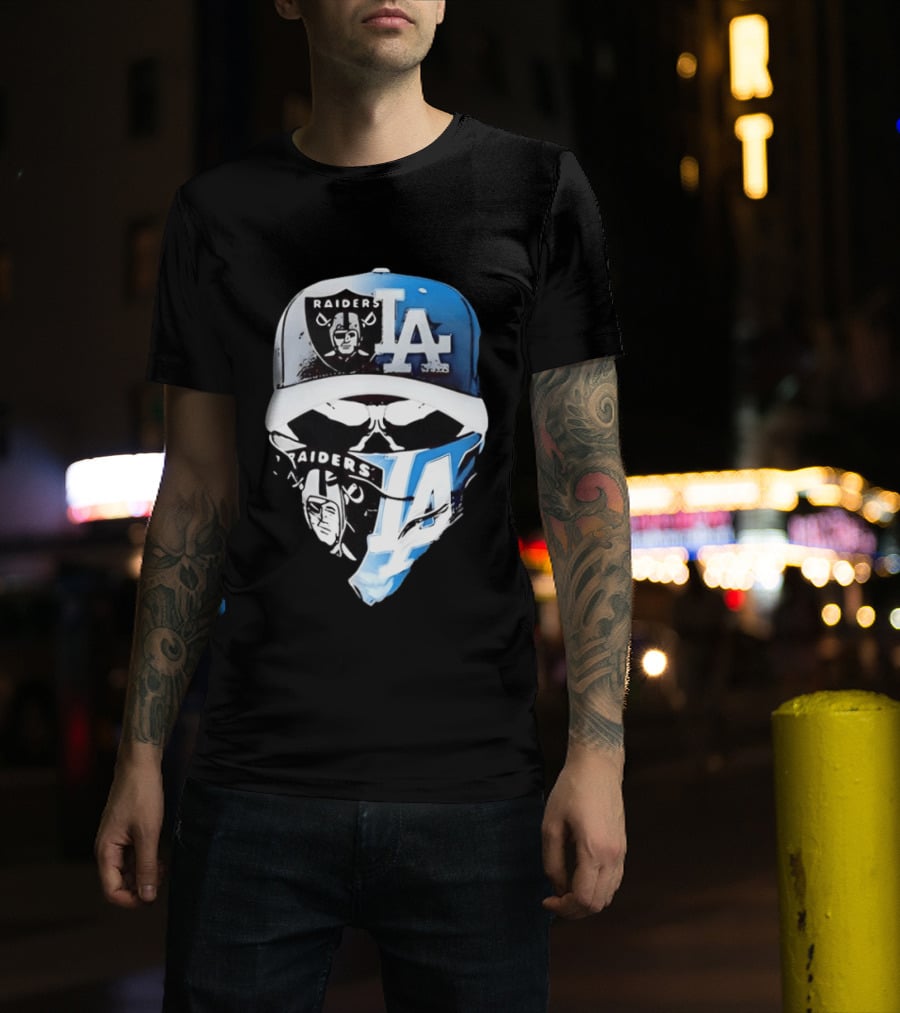 Las Vegas Raiders Los Angeles Dodgers Split Raiders LA T-Shirt