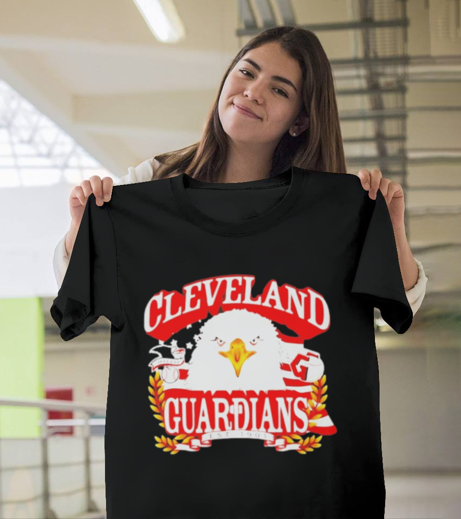 Cleveland Guardians Bald Eagle American Flag Baseball Est 1901 T-Shirt