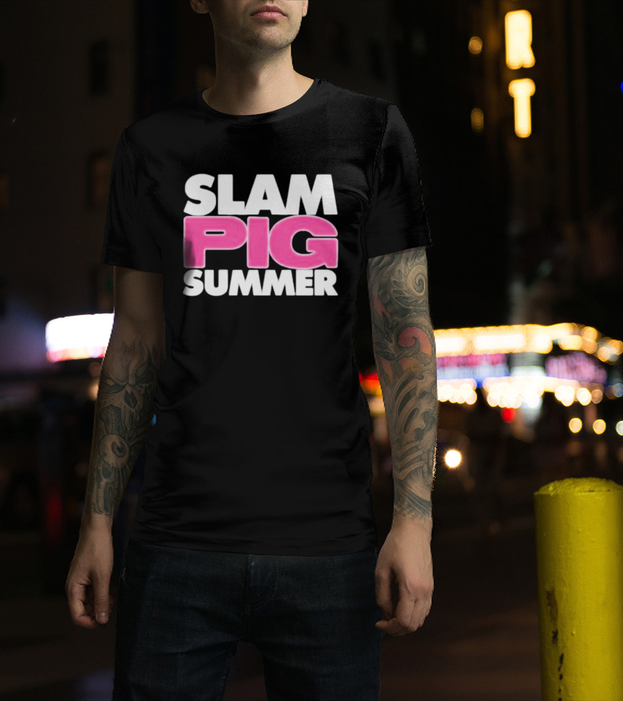 Slam Pig Summer Bold Pink Text Trend T-Shirt