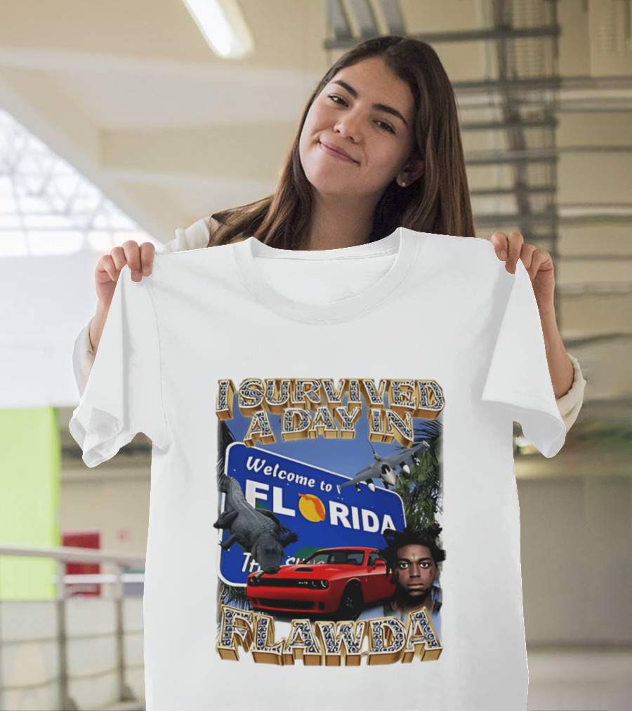 I Survived A Day In Flawda Welcome To Florida Dodge Jet Manatee Adventure T-Shirt