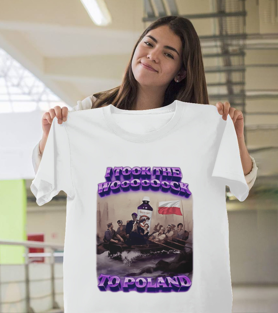 I Took The Wock To Poland Bold Letters Polish Flag Boat Scene T-Shirt