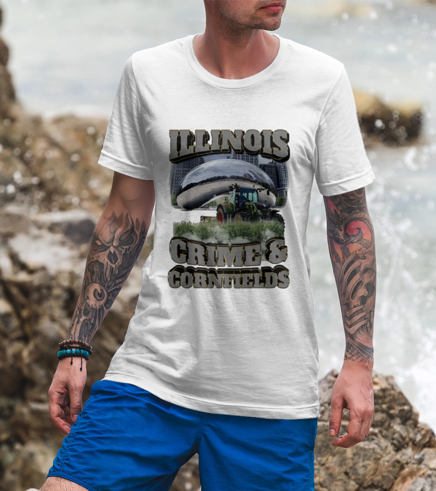 Illinois Crime & Cornfields Cloud Gate Tractor Scenery T-Shirt
