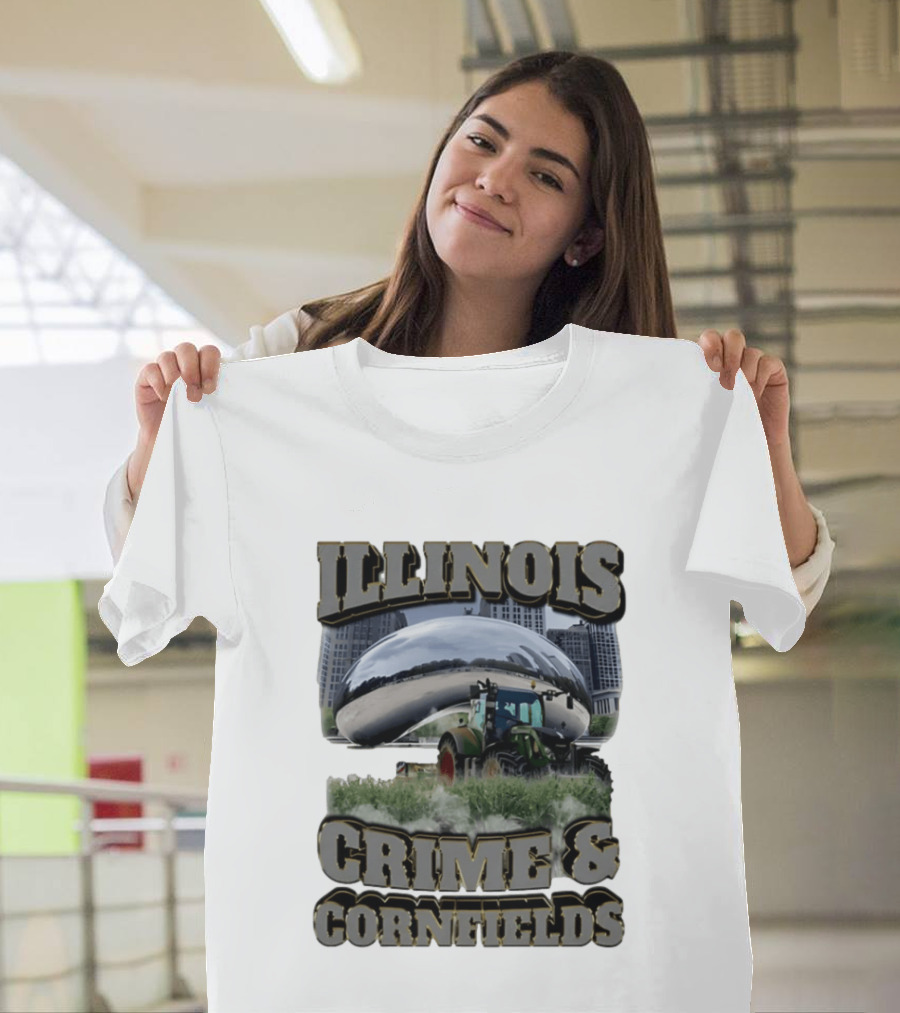Illinois Crime & Cornfields Cloud Gate Tractor Scenery T-Shirt