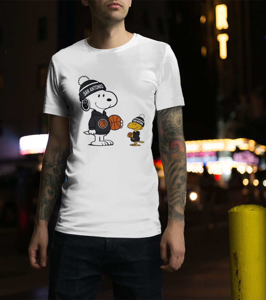 Snoopy And Woodstock Basketball Fans San Antonio Beanies T-Shirt