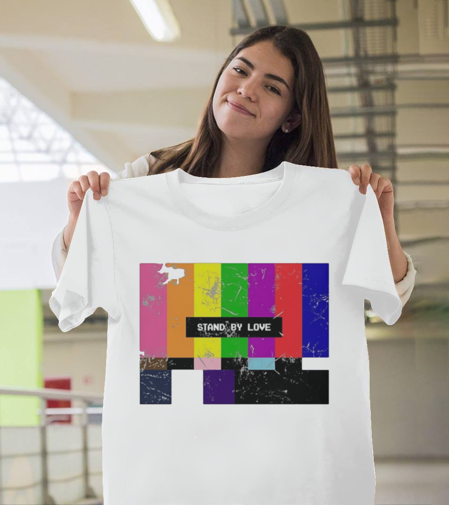 Stand By Love Retro TV Rainbow Pride Multicolor Lines T-Shirt