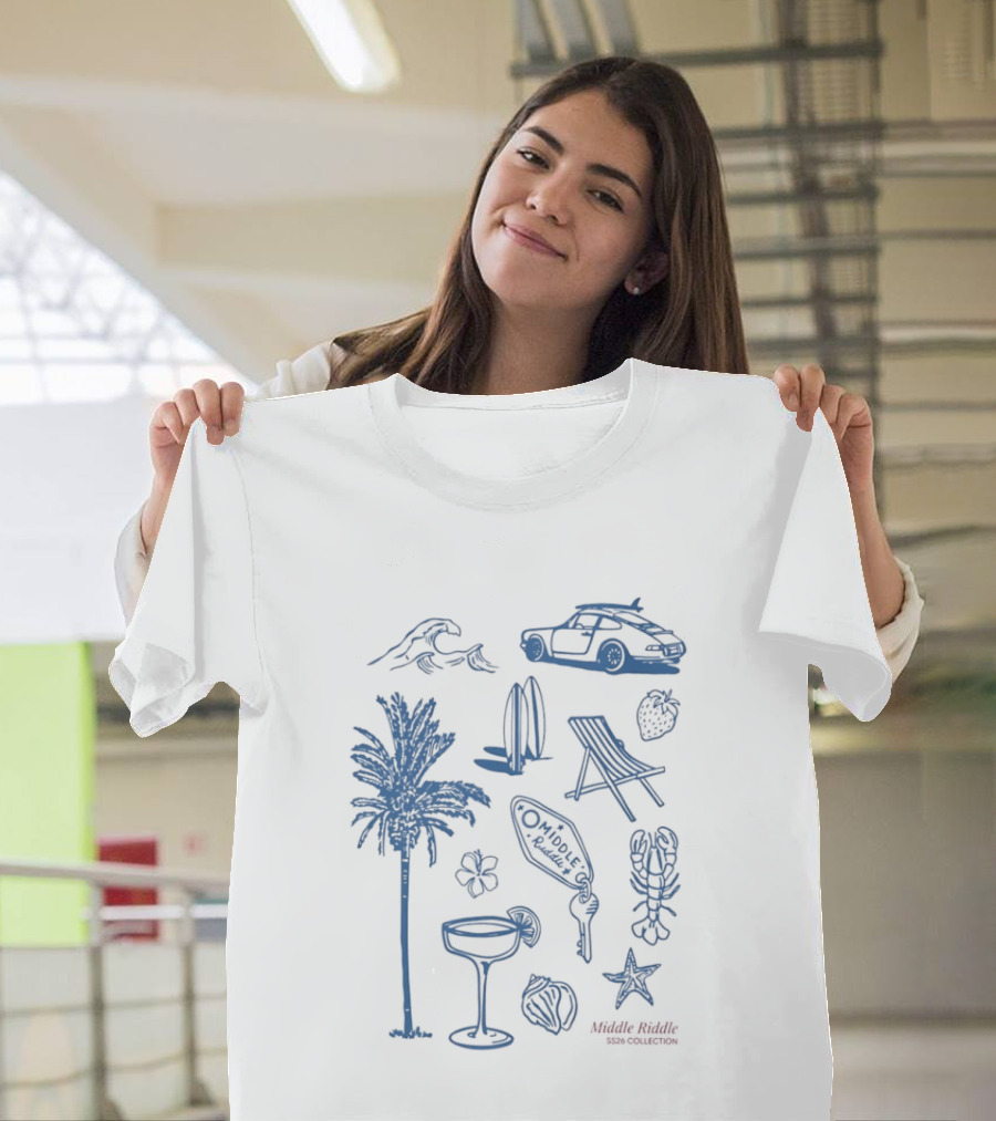 The Coastal Sheer 2026 Summer Collection Palm Waves Surfing Suntanning Chilling Ocean Daze Adventure T-Shirt