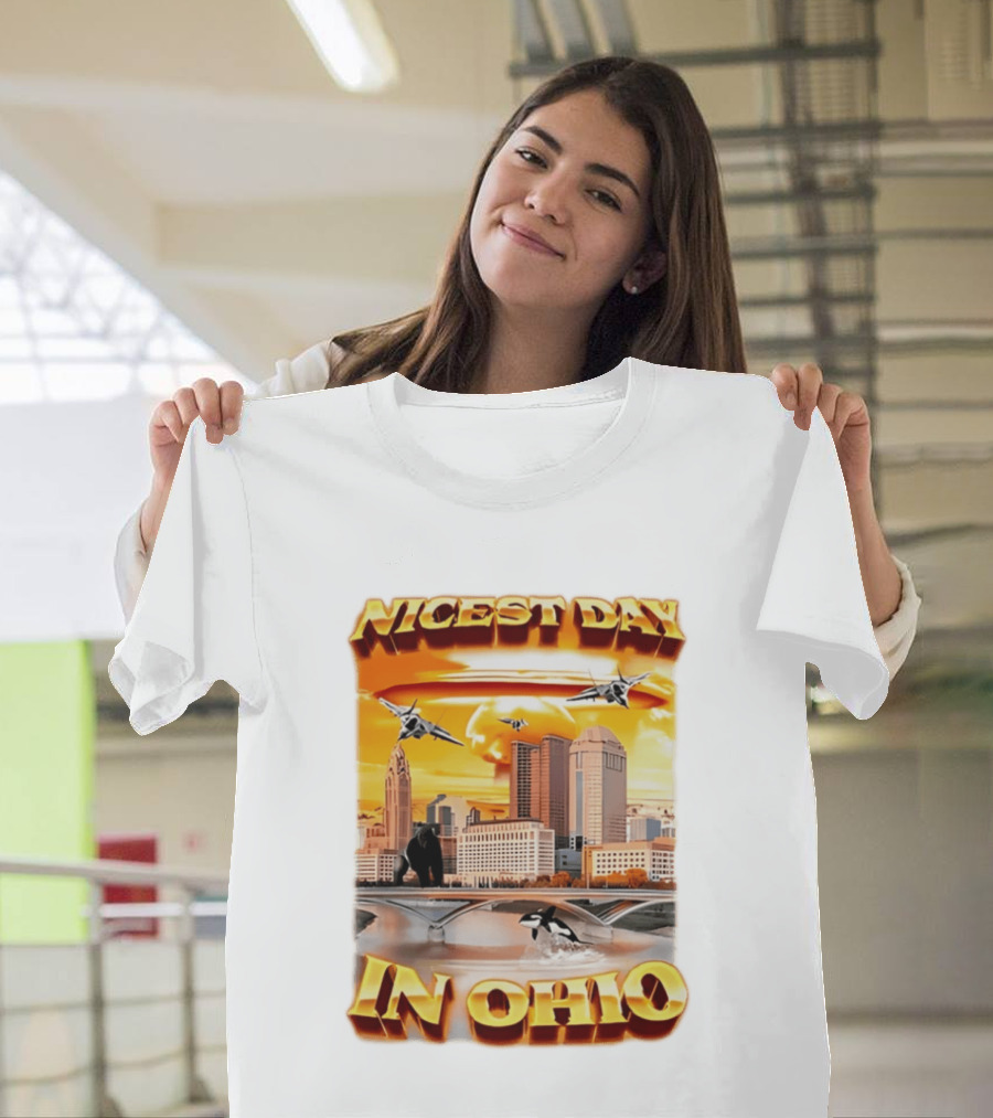 Nicest Day In Ohio Cityscape With Jets And Wildlife T-Shirt