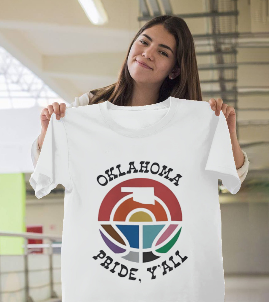 Oklahoma Pride Y'all Colorful State Sunset T-Shirt