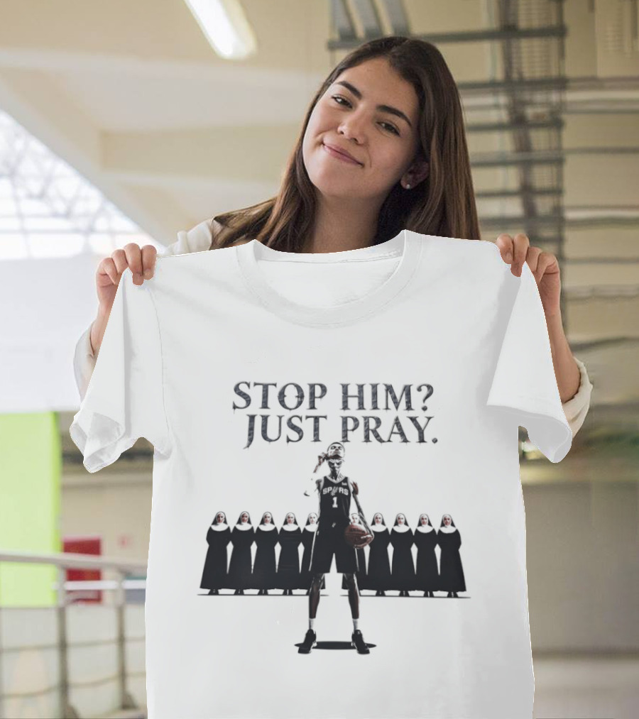 Victor Wembanyama Alien Mask Stop Him Just Pray Nuns T-Shirt