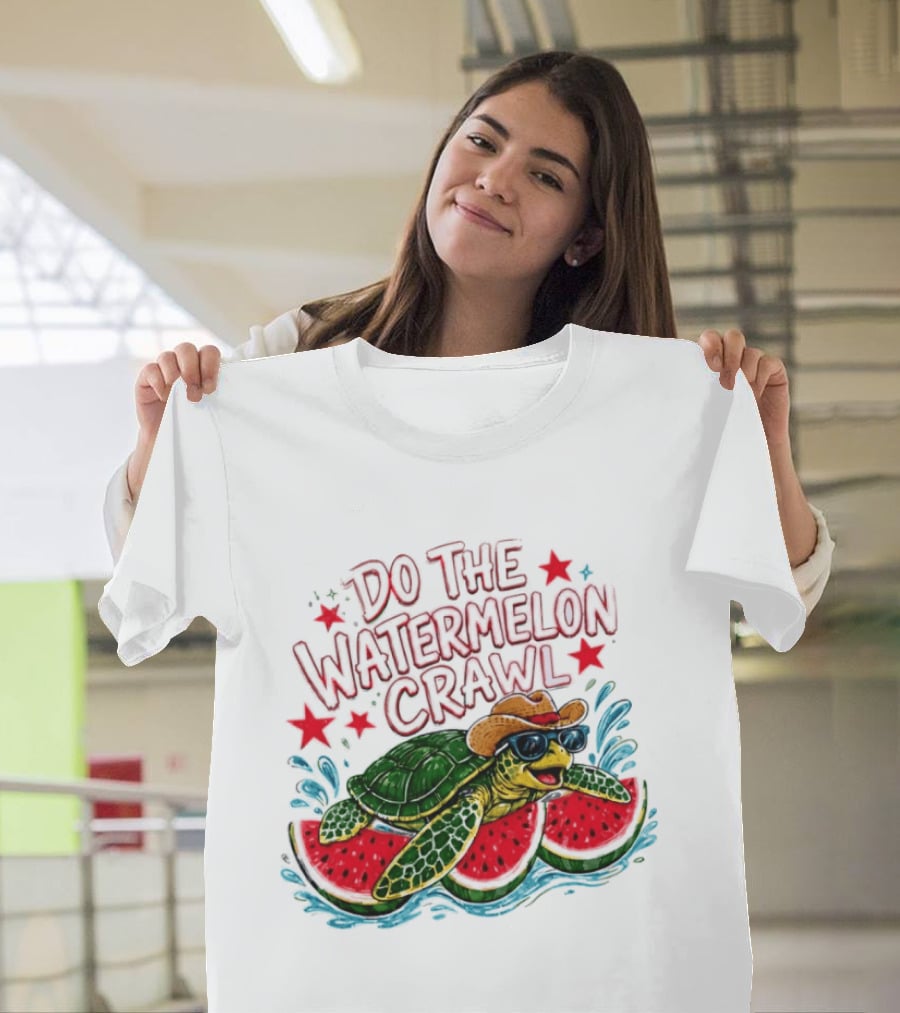 Do The Watermelon Crawl Turtle Cowboy Sunglasses Summer Fun T-Shirt