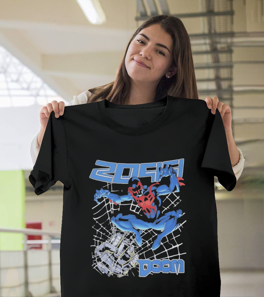 2099 Spider Man Doom Web Punching Action T-Shirt