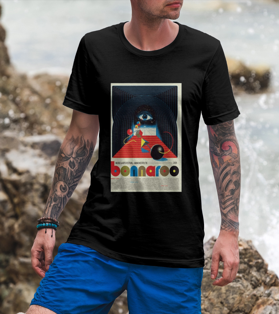 Bonnaroo Music & Arts Festival 2026 Manchester TN June 11 14 Retro Eye T-Shirt