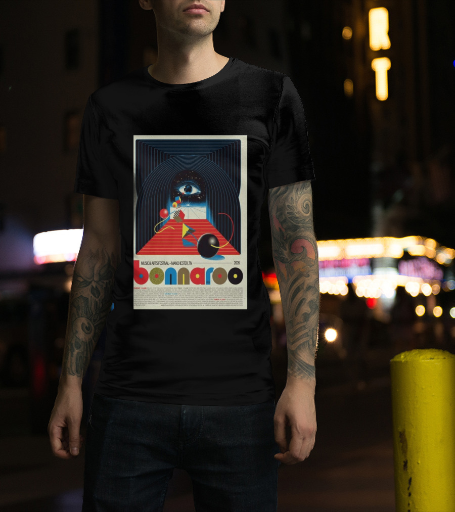 Bonnaroo Music & Arts Festival 2026 Manchester TN June 11 14 Retro Eye T-Shirt