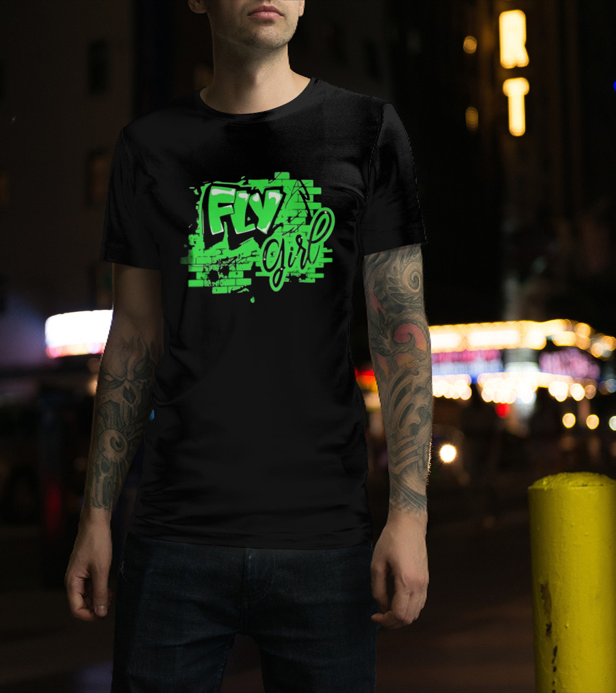 Fly Girl Graffiti Street Brick Wall T-Shirt