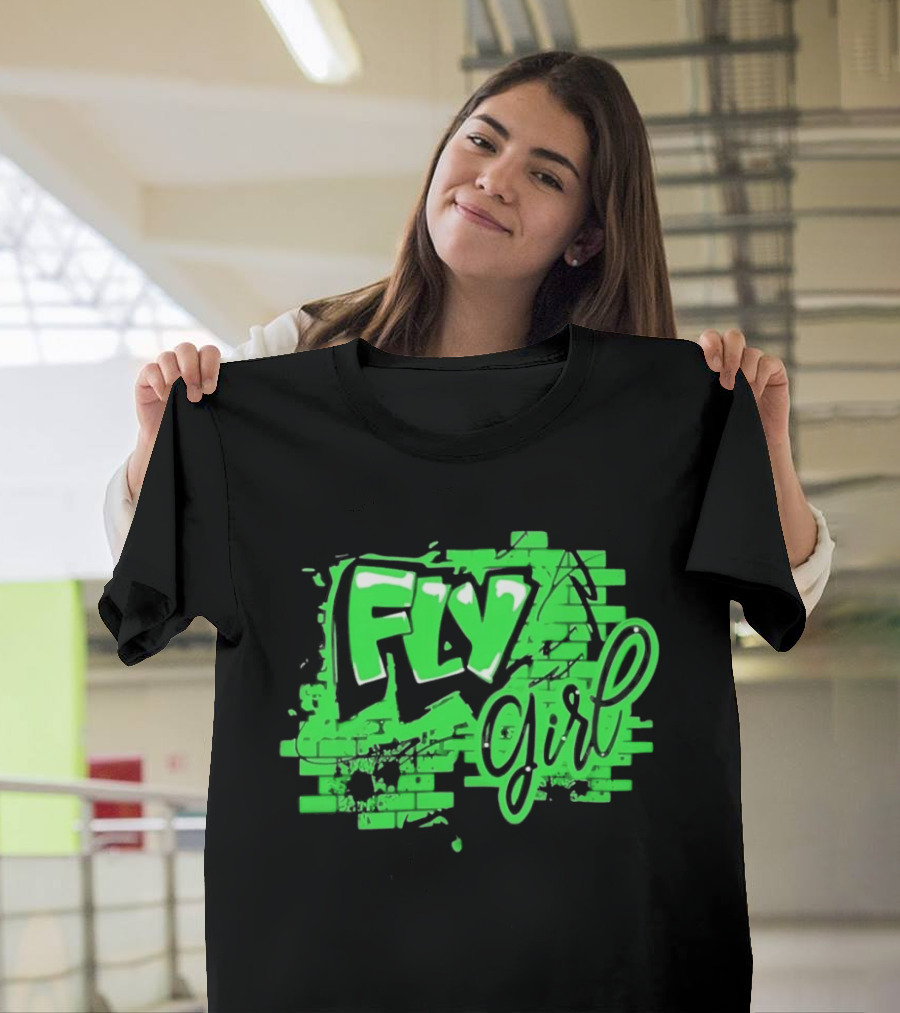 Fly Girl Graffiti Street Brick Wall T-Shirt