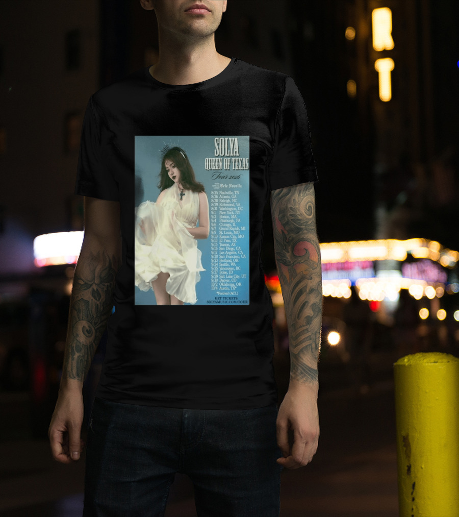 Solya Queen Of Texas Tour 2026 With Special Guest Tele Novella T-Shirt