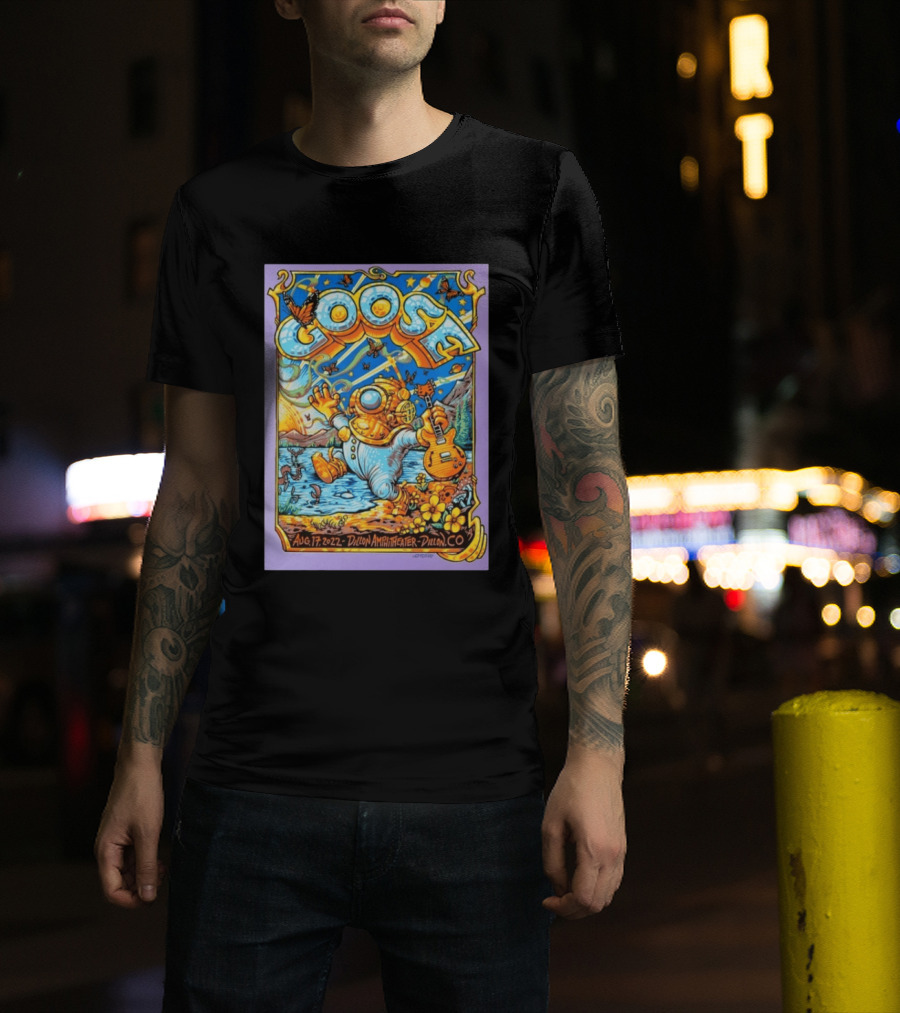 Goose Aug 17 2022 Dillon Amphitheater AJ Masthay Diver Guitar Butterflies T-Shirt