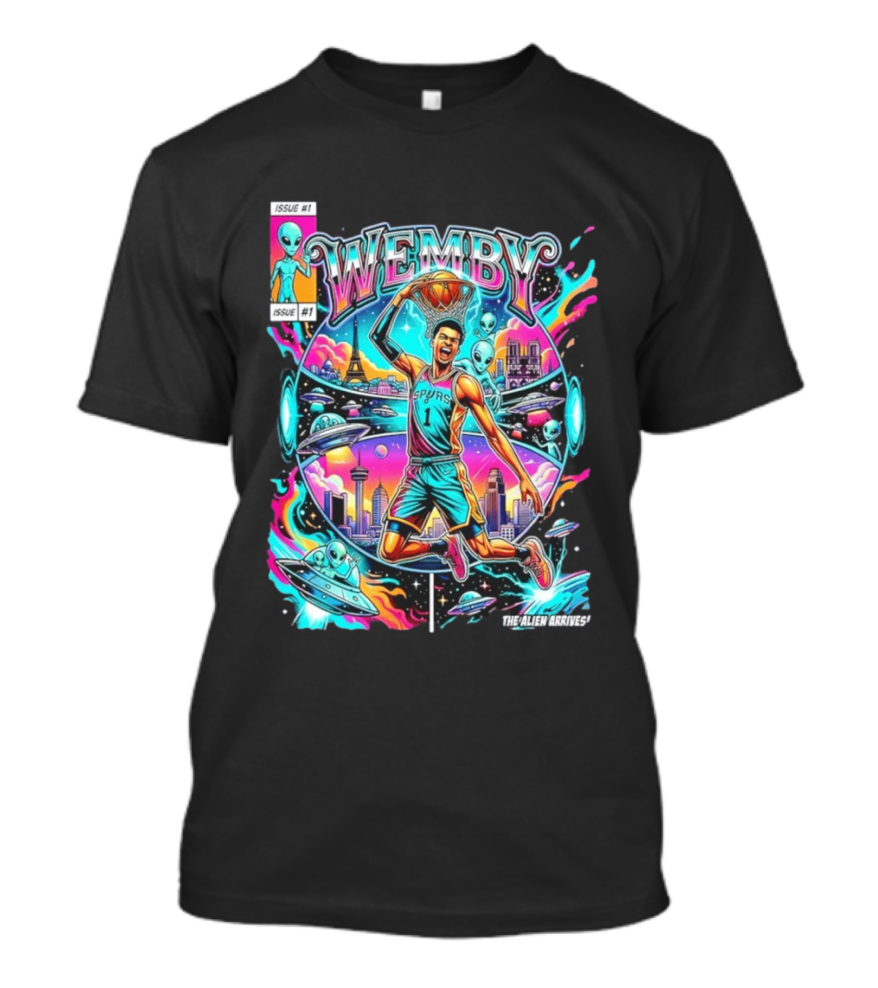 Wemby The Alien Arrives San Antonio Spurs Basketball Issue #1 T-Shirt