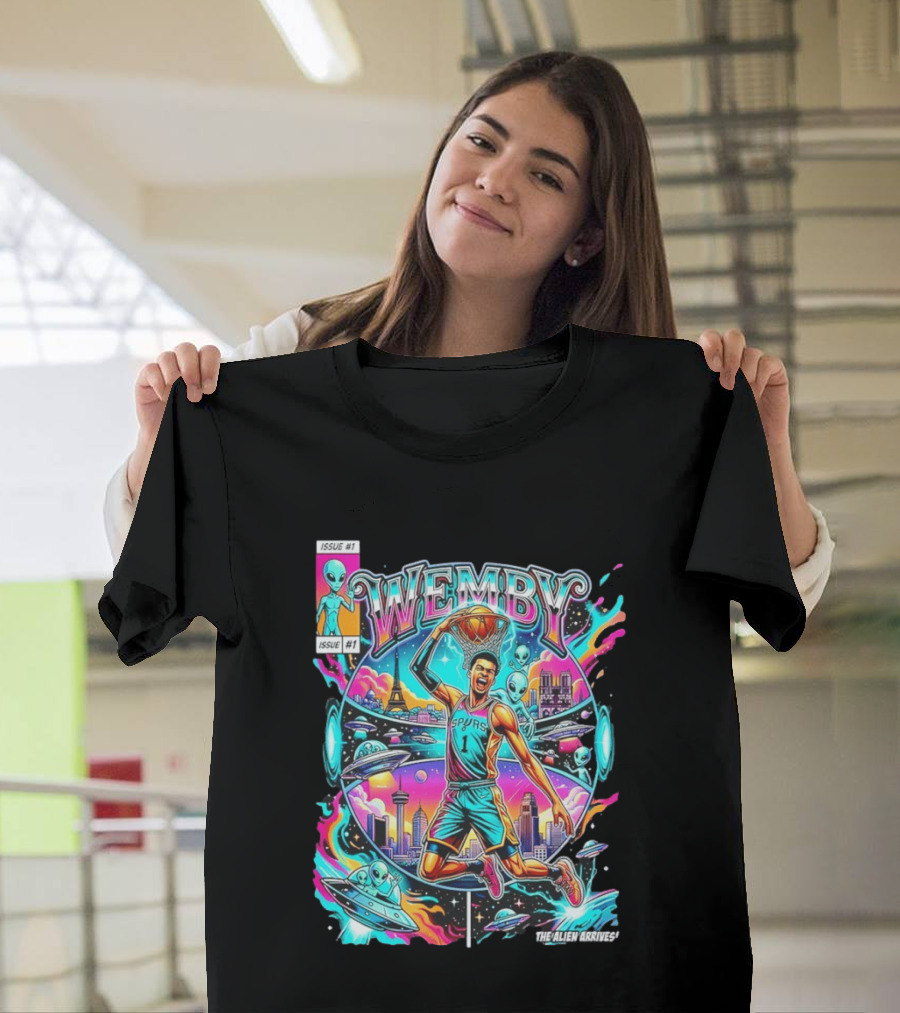 Wemby The Alien Arrives San Antonio Spurs Basketball Issue #1 T-Shirt