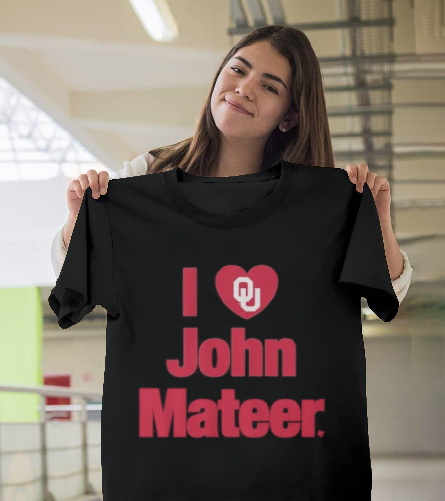 Oklahoma Football I Heart OU John Mateer T-Shirt