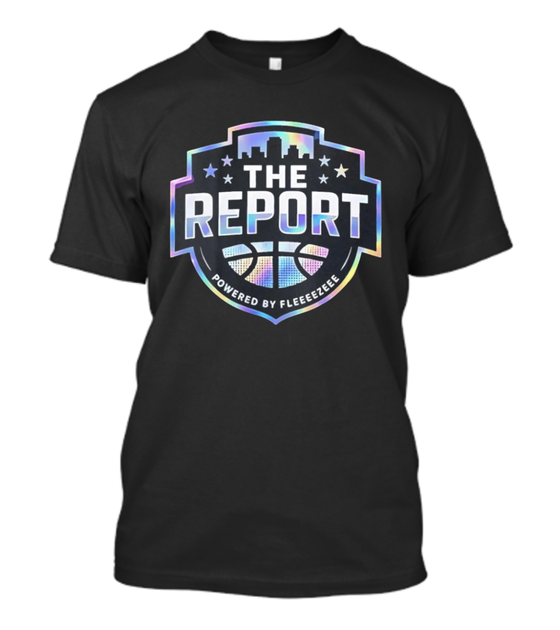THE REPORT Powered By Fleeeeezeee Basketball Urban Stars Holographic Cityscape T-Shirt
