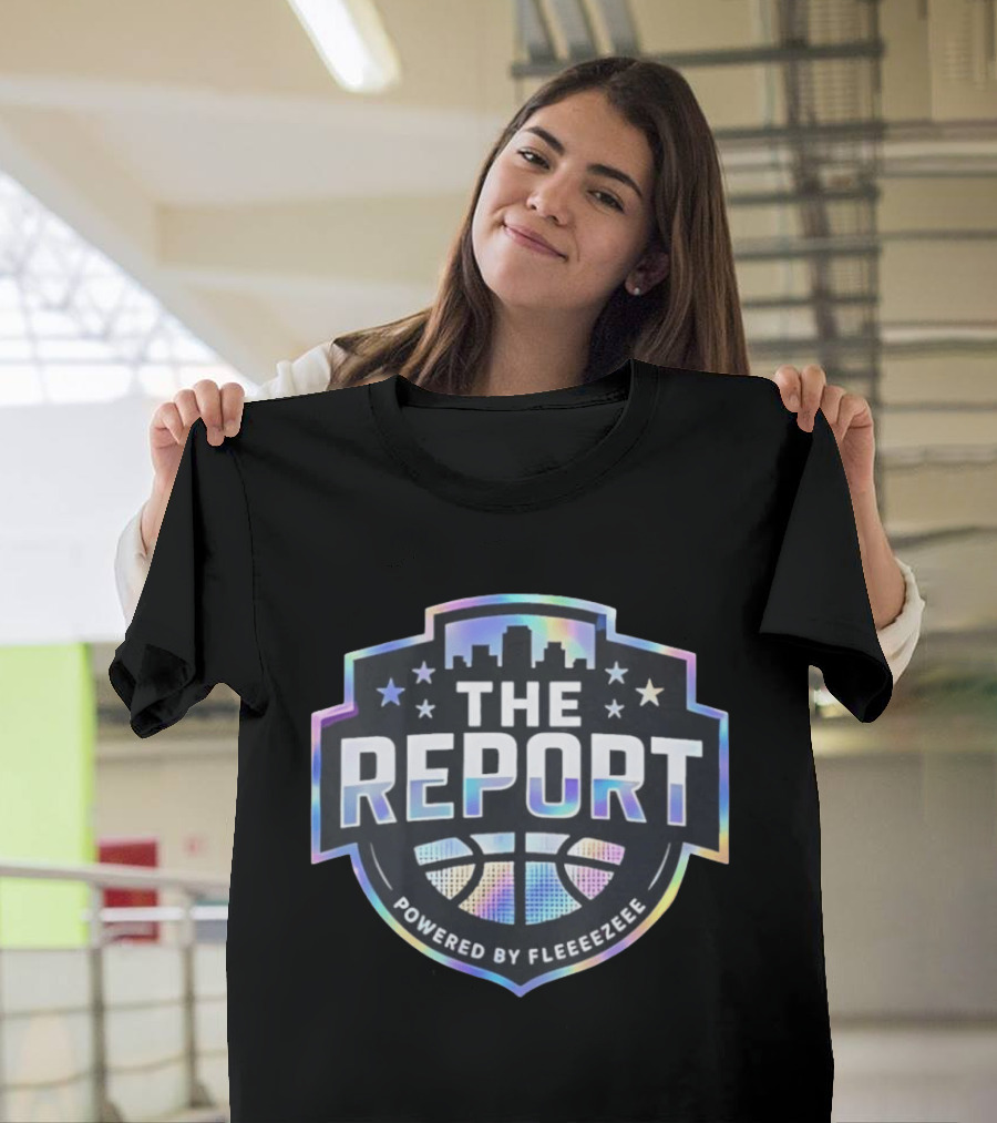 THE REPORT Powered By Fleeeeezeee Basketball Urban Stars Holographic Cityscape T-Shirt