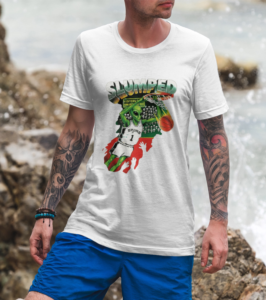 Slumped Alien Basketball Dunk Spurs Number 1 Visitors San Antonio 100 T-Shirt