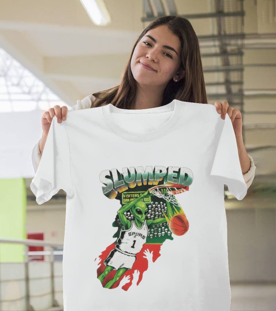 Slumped Alien Basketball Dunk Spurs Number 1 Visitors San Antonio 100 T-Shirt