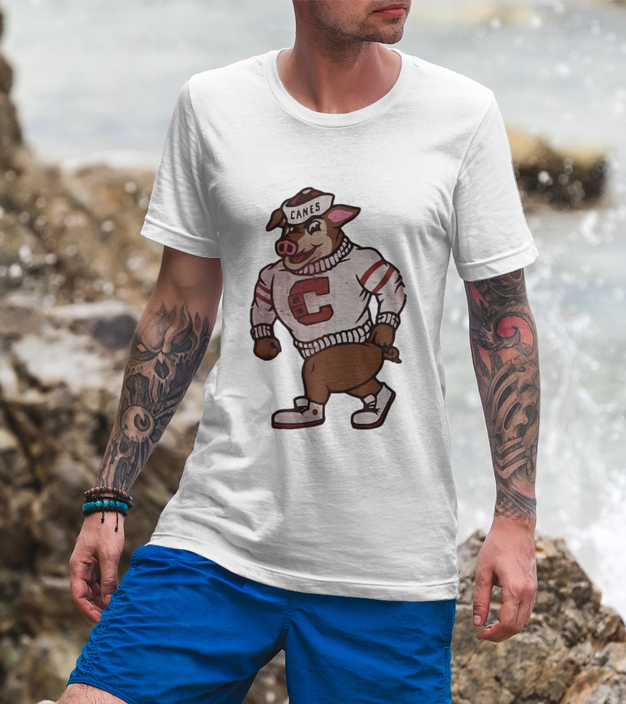 Carolina Hurricanes Canes Pig Hockey Cartoon Character Sweater T-Shirt