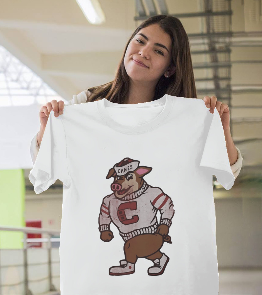 Carolina Hurricanes Canes Pig Hockey Cartoon Character Sweater T-Shirt