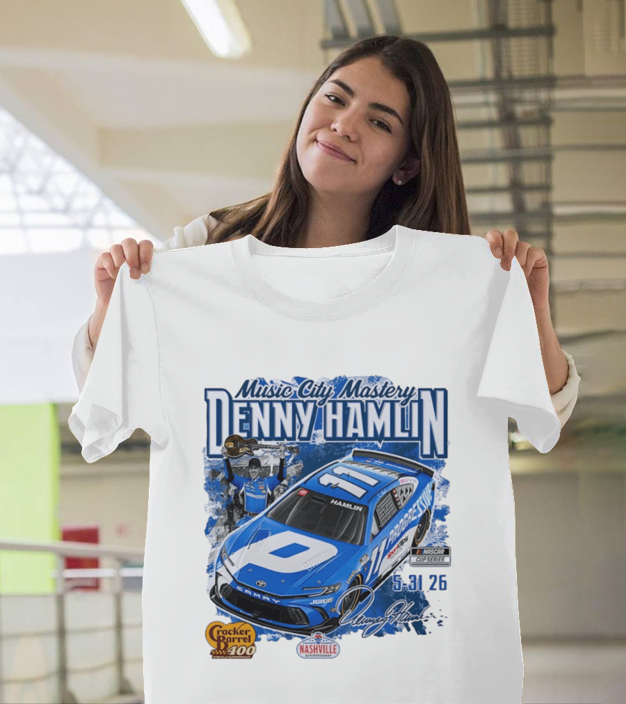 Music City Mastery Denny Hamlin Cracker Barrel 400 Nashville Superspeedway 2026 NASCAR Cup Series T-Shirt