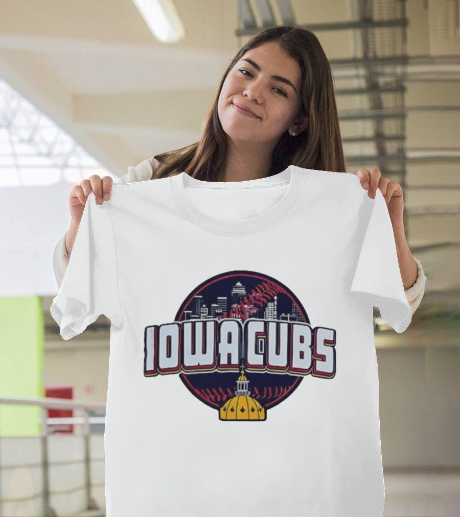 Iowa Cubs Des Moines Skyline Baseball Iowa State Capitol T-Shirt