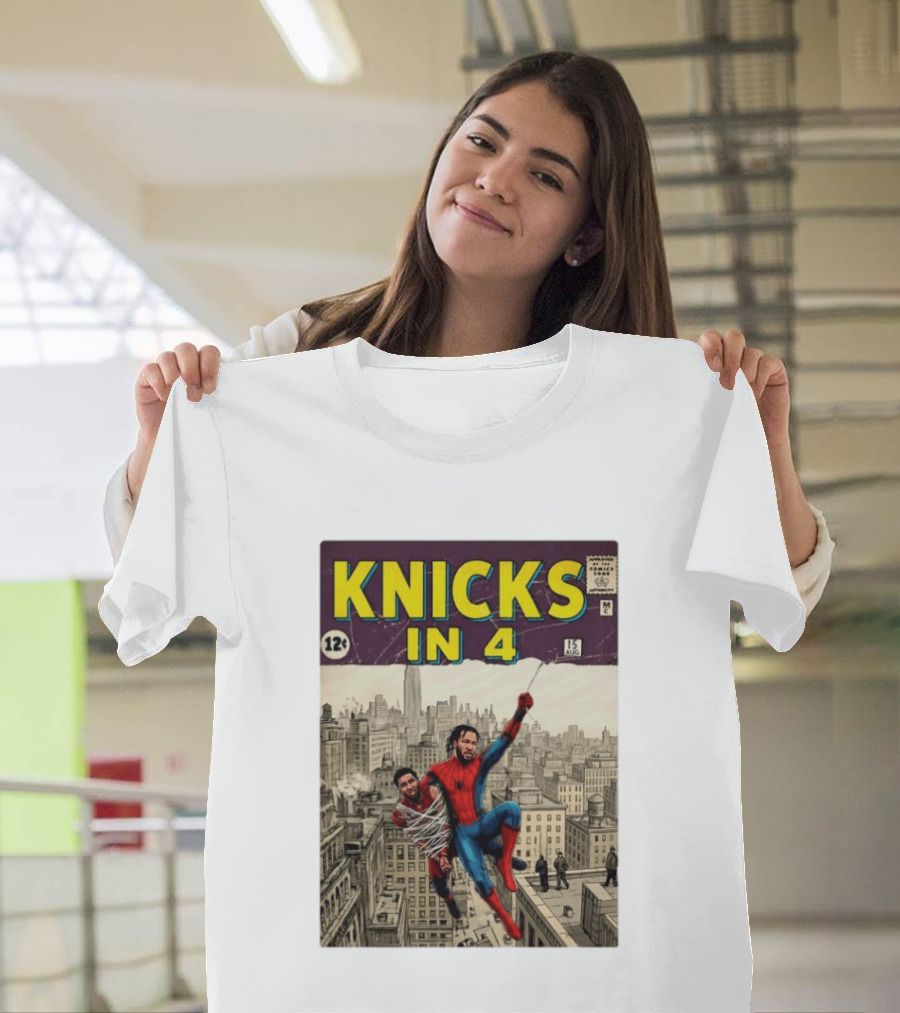 Knicks In 4 Jalen Brunson Vs Donovan Mitchell Comic Crossover New York Cleveland Showdown T-Shirt