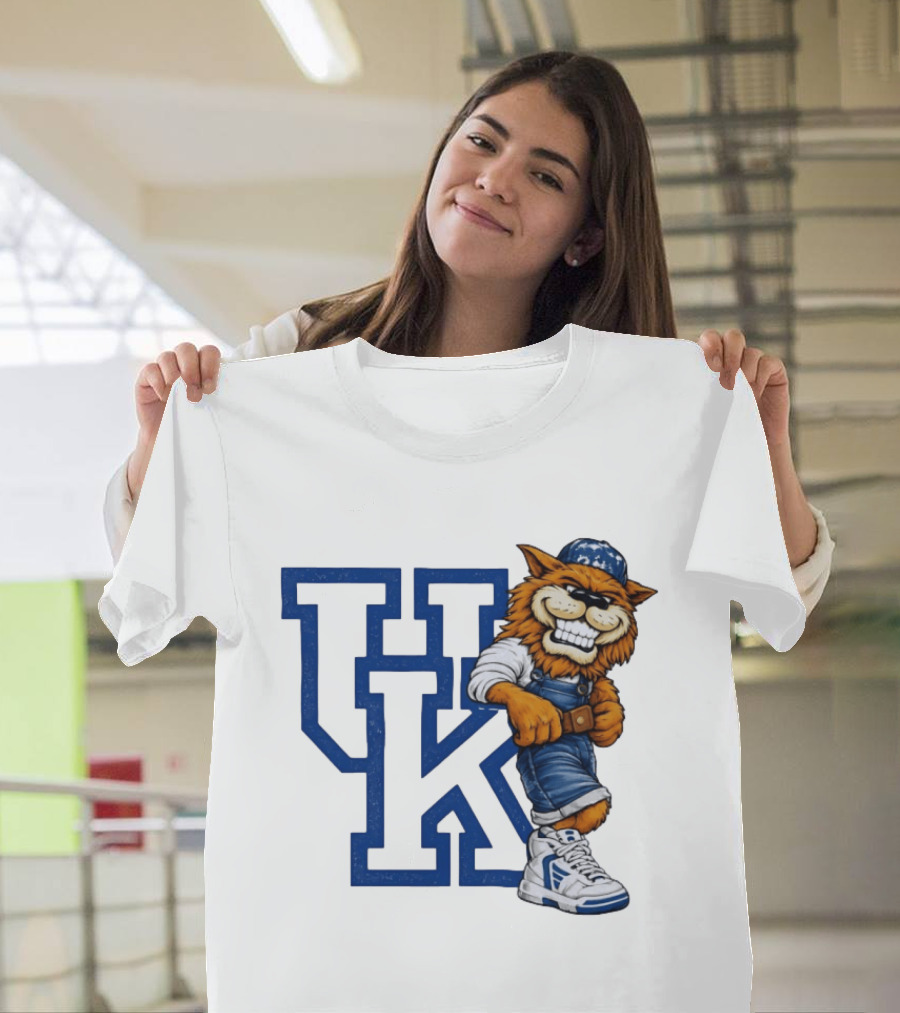 Kentucky Wildcats UK Mascot In Overalls Sneakers Athletics Basketball T-Shirt