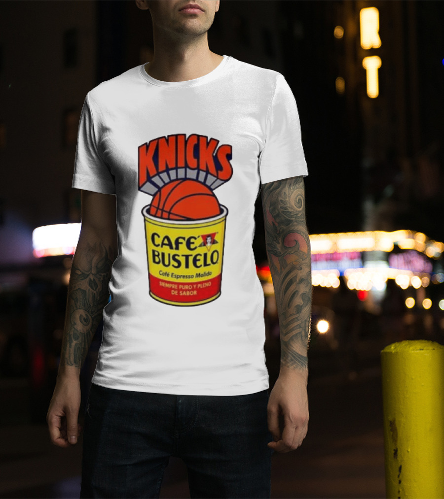 New York Knicks Cafe Bustelo Espresso Molido Basketball NBA T-Shirt