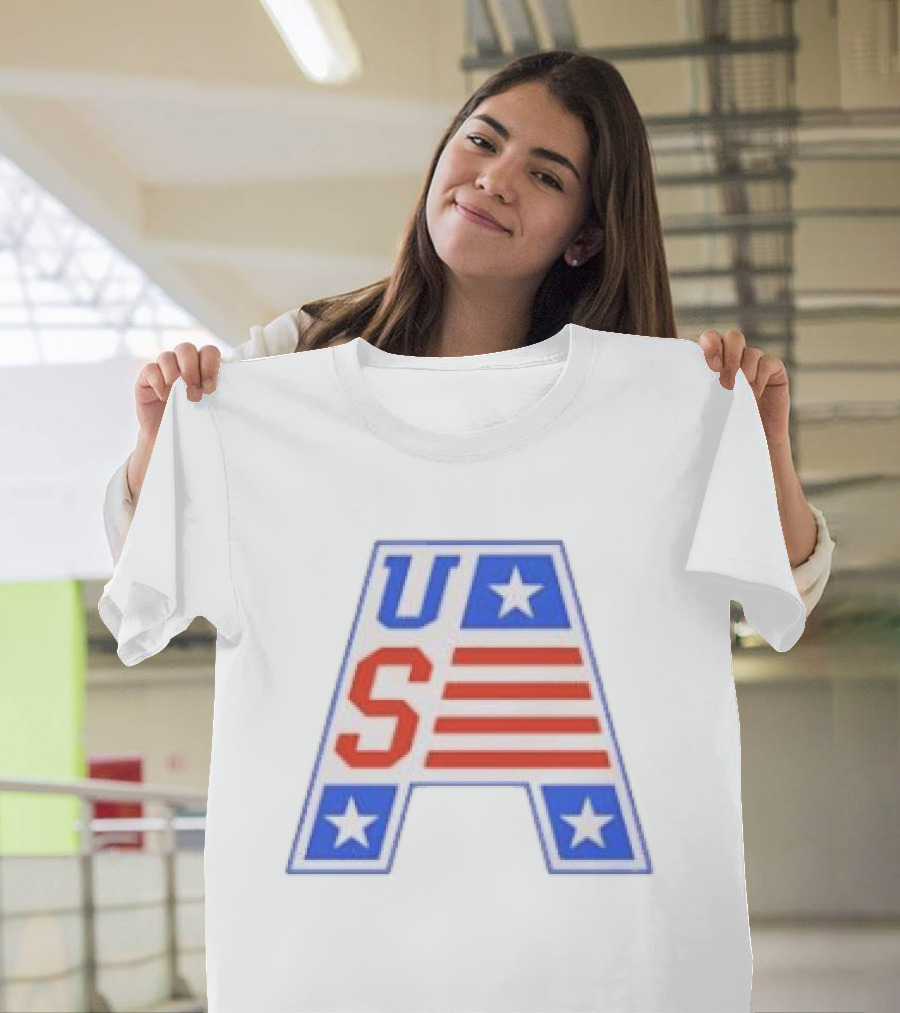 USA Stars Stripes Letter A Patriotic T-Shirt