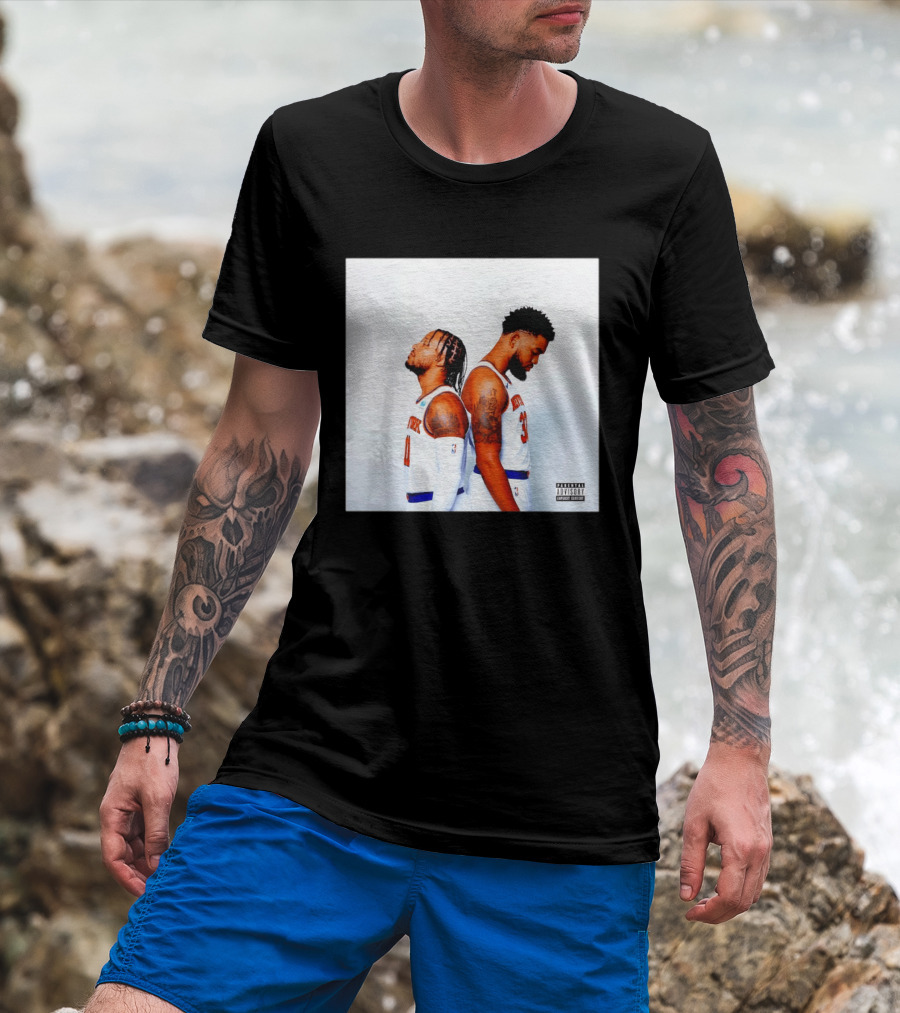 Knicks Basketball Players Brunson Towns Parental Advisory Album Cover T-Shirt