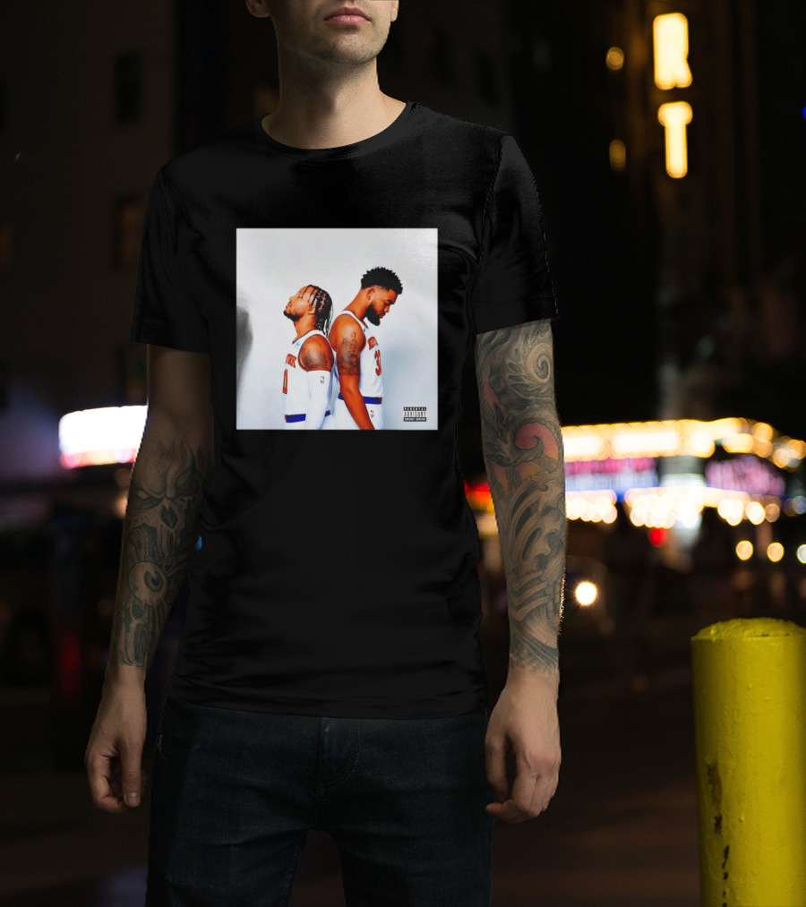 Knicks Basketball Players Brunson Towns Parental Advisory Album Cover T-Shirt