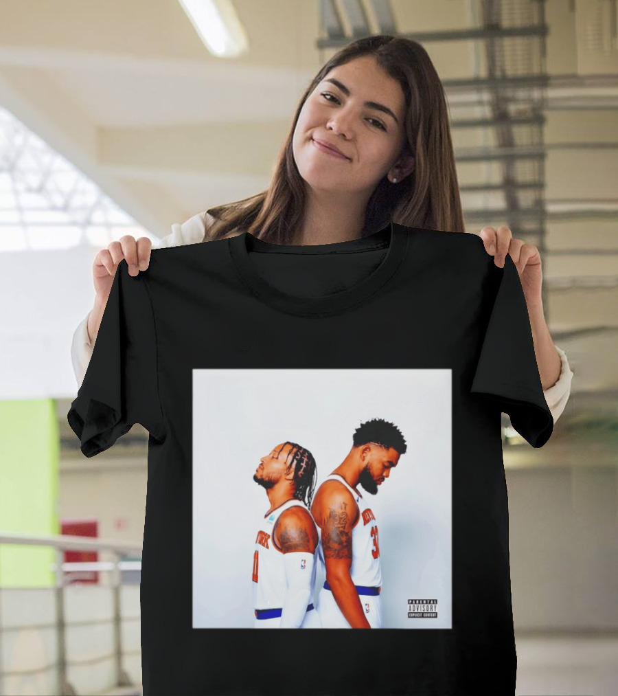 Knicks Basketball Players Brunson Towns Parental Advisory Album Cover T-Shirt