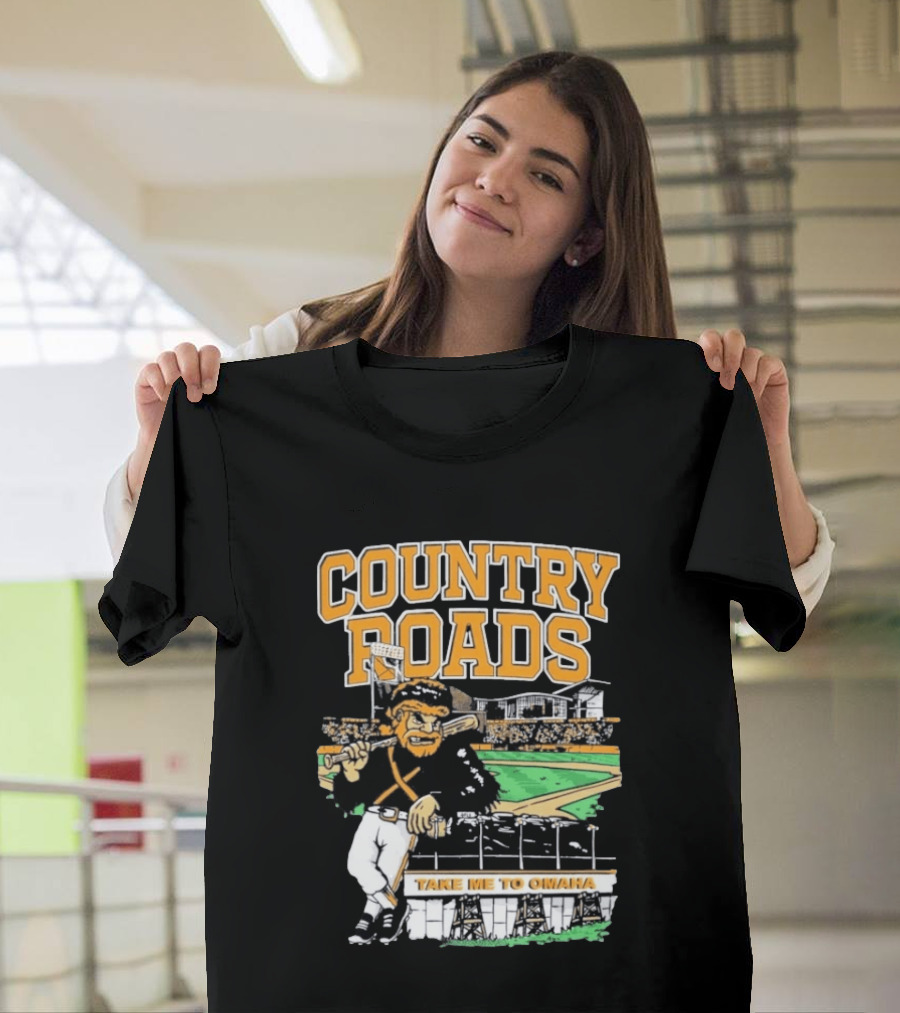 Country Roads Baseball Motif Take Me To Omaha T-Shirt