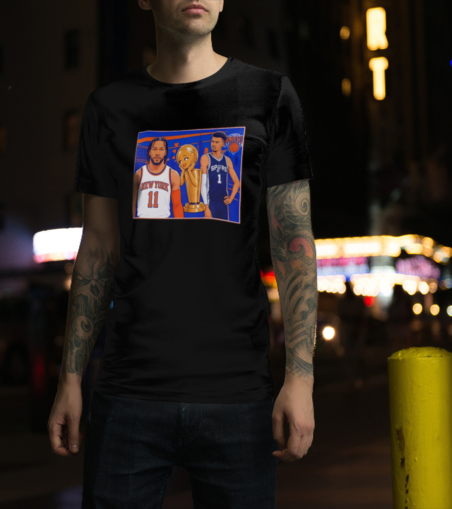 Jalen Brunson New York Knicks Victor Wembanyama San Antonio Spurs Larry O'Brien Trophy T-Shirt