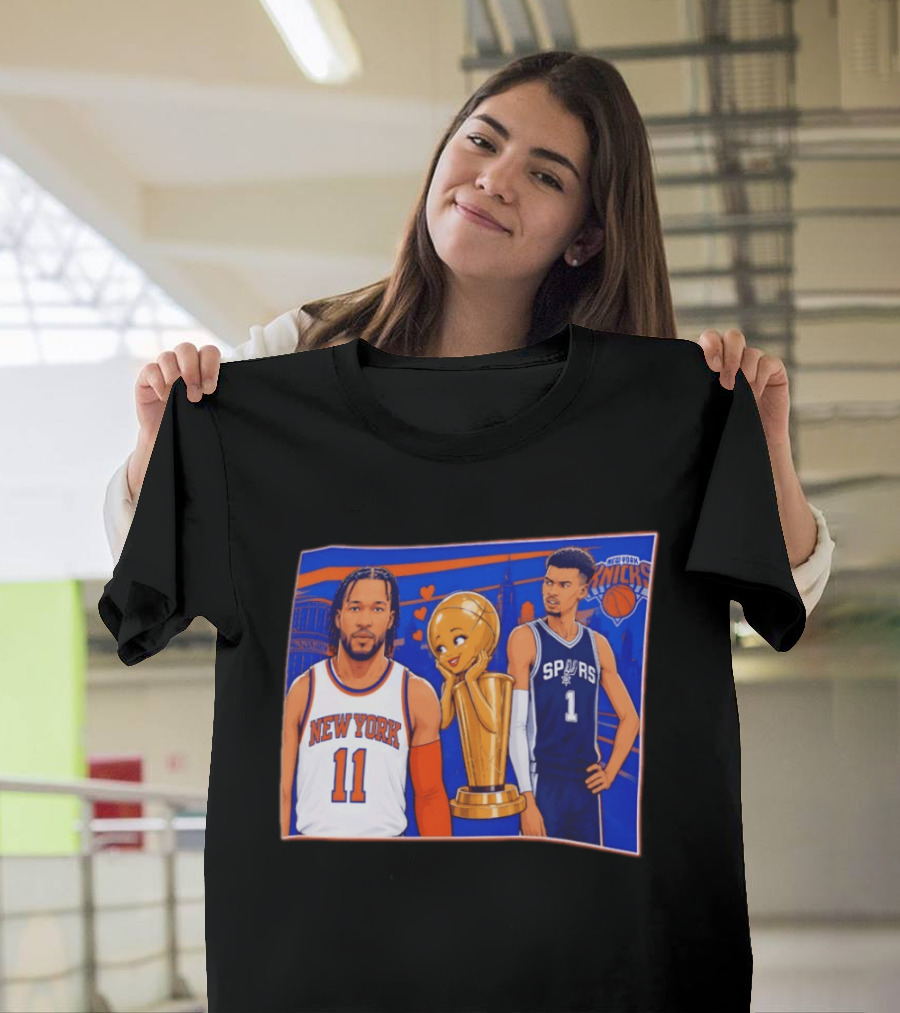 Jalen Brunson New York Knicks Victor Wembanyama San Antonio Spurs Larry O'Brien Trophy T-Shirt