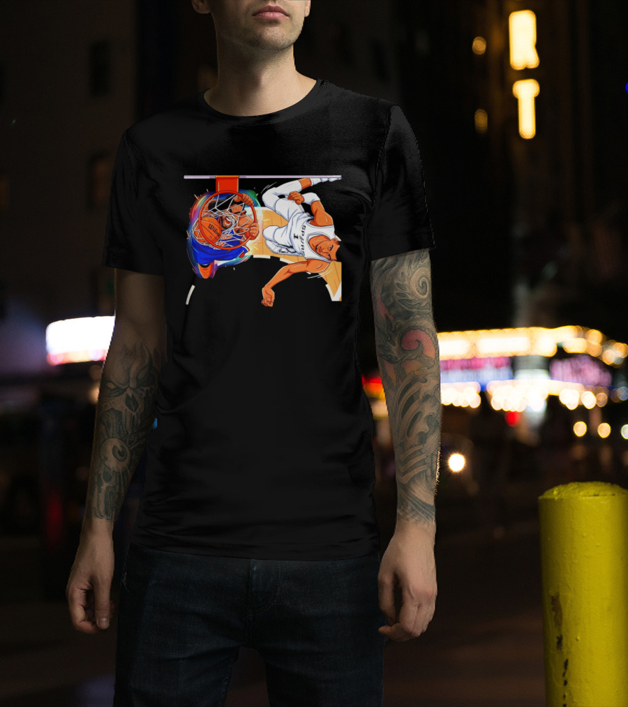 New York Knicks Vs San Antonio Spurs Comic Dunk Battle T-Shirt