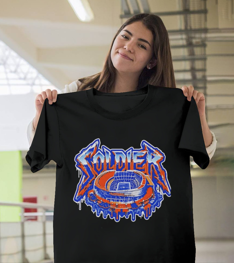 Chicago Bears Soldier Field Stadium Metal Font Drip Team Sports T-Shirt