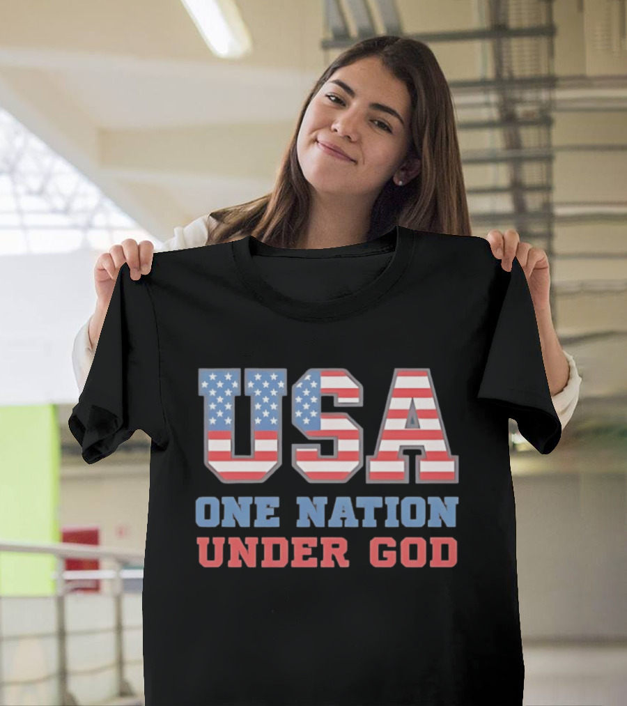 USA One Nation Under God American Flag Patriotic Stars And Stripes T-Shirt