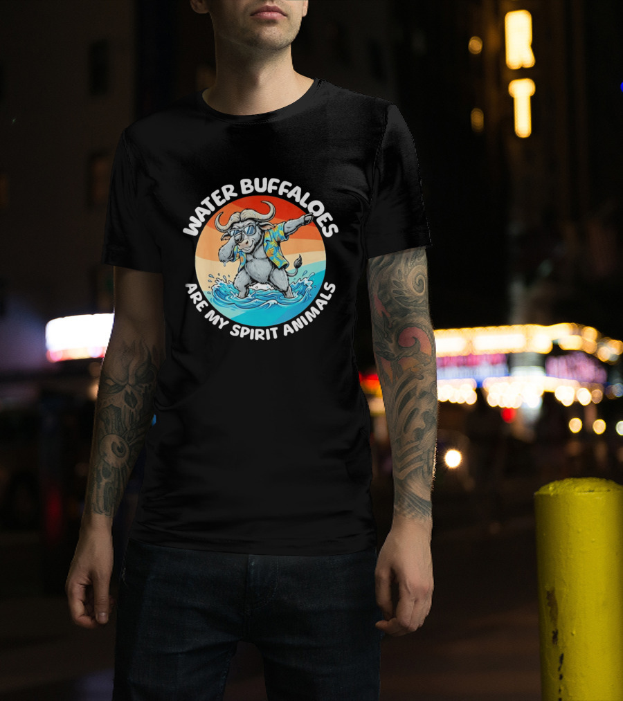 Water Buffaloes Are My Spirit Animals Dabbing Tropical Sunset T-Shirt
